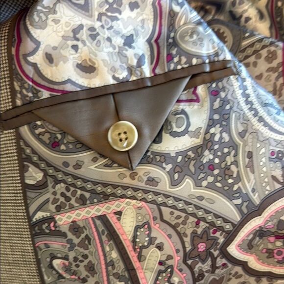 TALLIA Tan/ Brown Sport Coat  Linen Micro Houndstooth pattern size 44L - Picture 8 of 15